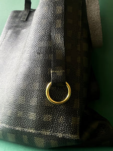 Leather Tote Loop Fob-Grid