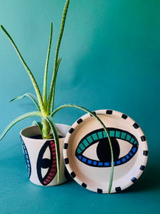 Terra Cotta Planter Pot - Eyes