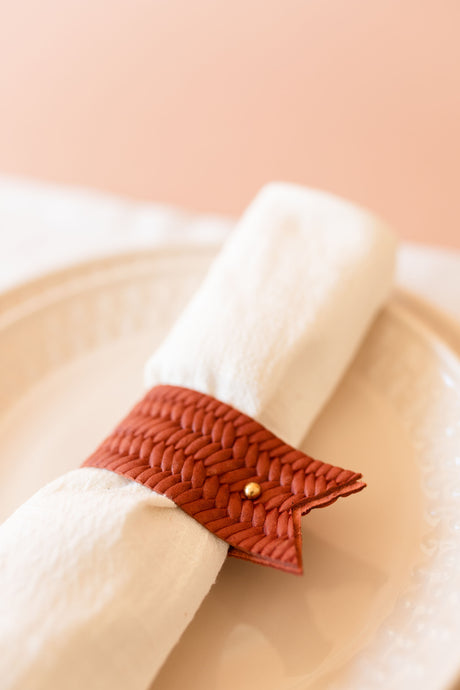 Woven Leather Napkin Keeper